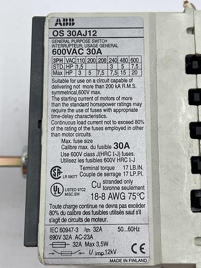 Used ABB OS 30AJ12