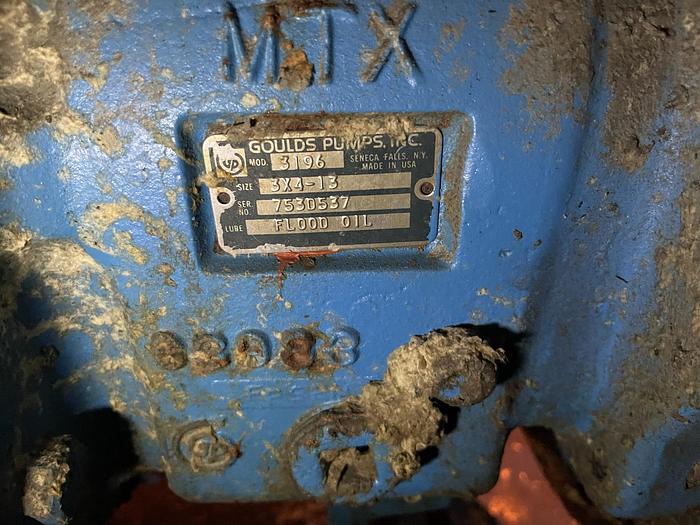 Used GOULDS MDL. 3196MTX 3 X 4-13 CENTRIFUGAL PUMP 30HP
