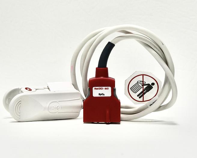 Used Masimo Rad-5, Rad-5v Signal Extraction Pulse Oximeter with Adult Finger Sensor Red DCI - dc3