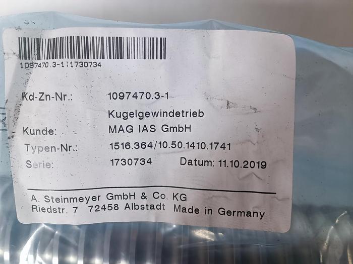 Geschliffener Präzisions Kugelgewindetrieb, D50x10, 1741mm, Steinmeyer, neu