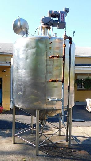 Used 1500 GALLON SCRAPE AGITATED MIX TANK – S/S – JACKETED (#9662)