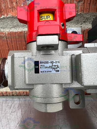 Used SMC  NAW3000-N03 Filter Regulator 0.05-0.85MPa w/ SMC Pneumatic / Solenoid  Valve