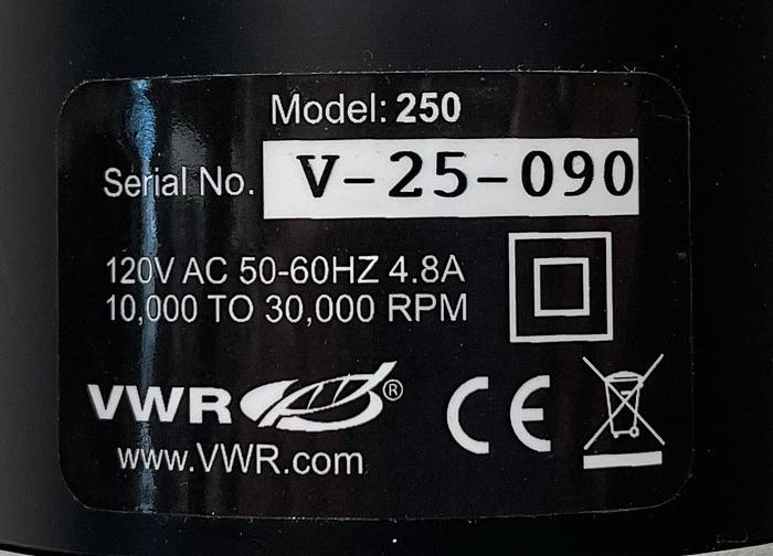 Used VWR 250 Homogenizer w/ Stand 30000 RPM 120V