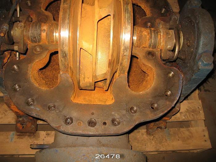 Used Goulds 8X10X12DV Split Case Double Suction Pump, 3405, 8X10X12 With Stainless Steel Impeller, 12" Diameter Impeller, Split, Staggered And Skewed Impeller, Packing #26478