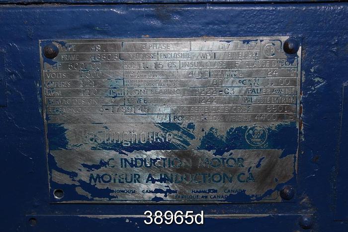 Used Westinghouse HS 500 Hp Ac Induction Motor, 2300 Volts, 710 Rpm #38965