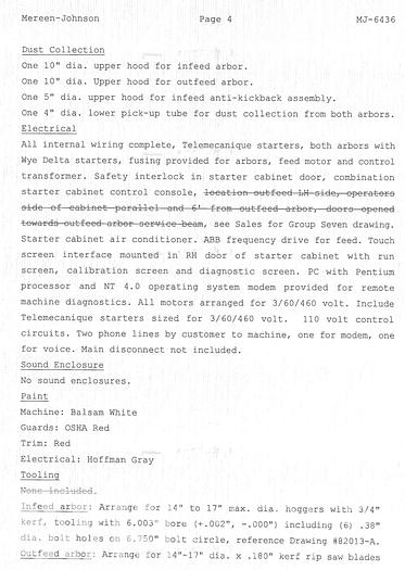 Used 2002 Mereen Johnson 424-DC-2+4 Gang Rip Saw