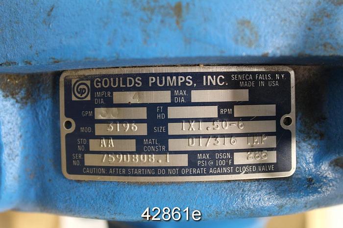 Used Goulds 3196 1x1.5x6 Pump, Ductile Iron Casing #42861