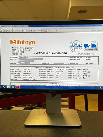 Used 2017 Mitutoyo CRT-PM574