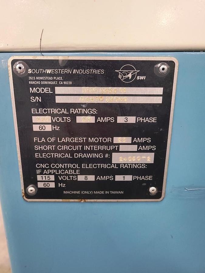Used SOUTHWESTERN INDUSTRIES TRAK 1630SX FLAT BED CNC LATHE