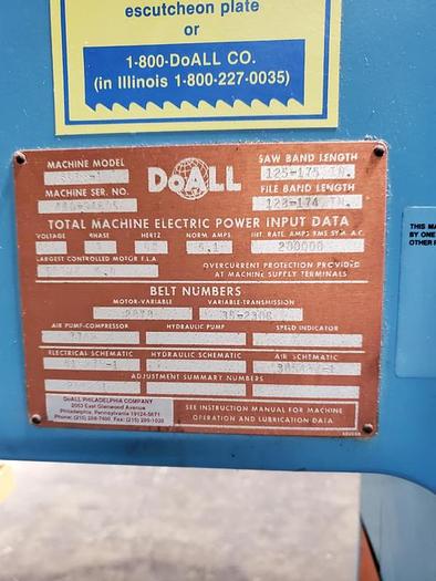 Used DOALL VERTICAL BAND SAW