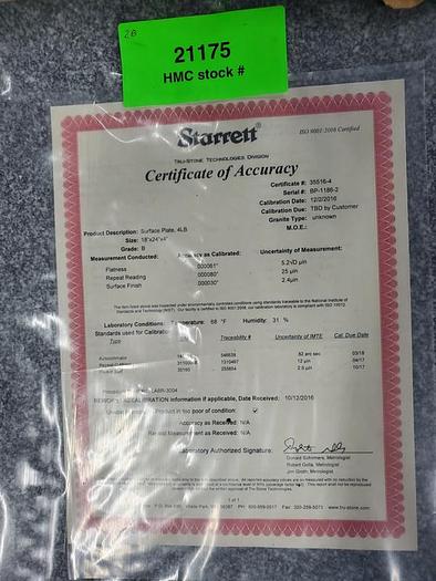 Used GRAY GRANITE SURFACE PLATE