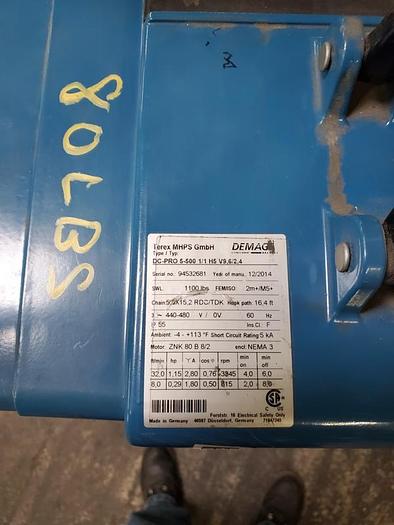 Used DEMAG ELECTRIC CHAIN HOIST