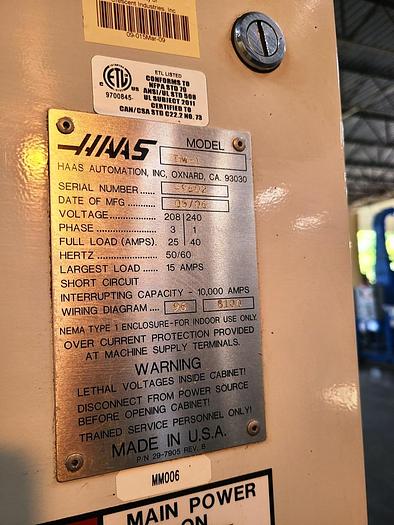 Used HAAS CNC TOOL ROOM MILL