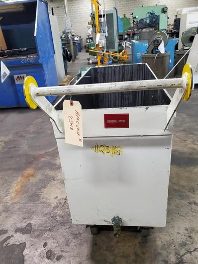 Used METAL HOPPER ON WHEELS