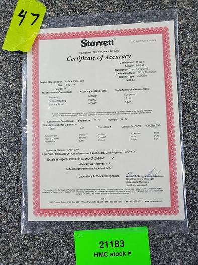 Used GRAY GRANITE SURFACE PLATE