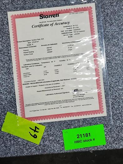 Used GRAY GRANITE SURFACE PLATE