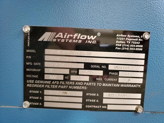 Used AIR FLOW SYSTEMS AIR FILTER