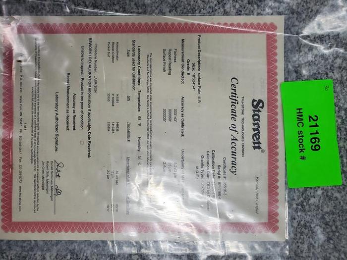 Used GRAY GRANITE SURFACE PLATE