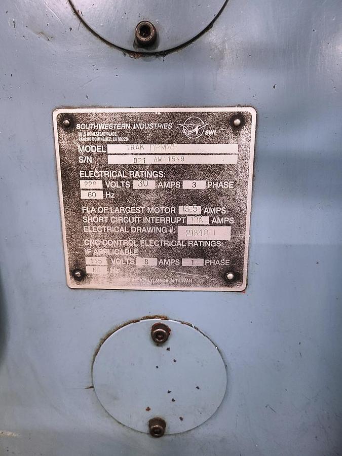 Used TRAK CNC VERTICAL BED MILL