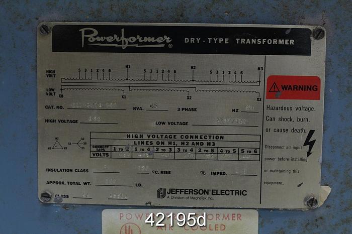 Used Powerformer Dry-Type 223-3214-001 Transformer #42195