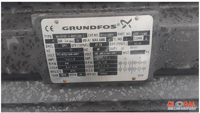 Used Item 0756 : 2010 Grundfos 75KW Electric Motor