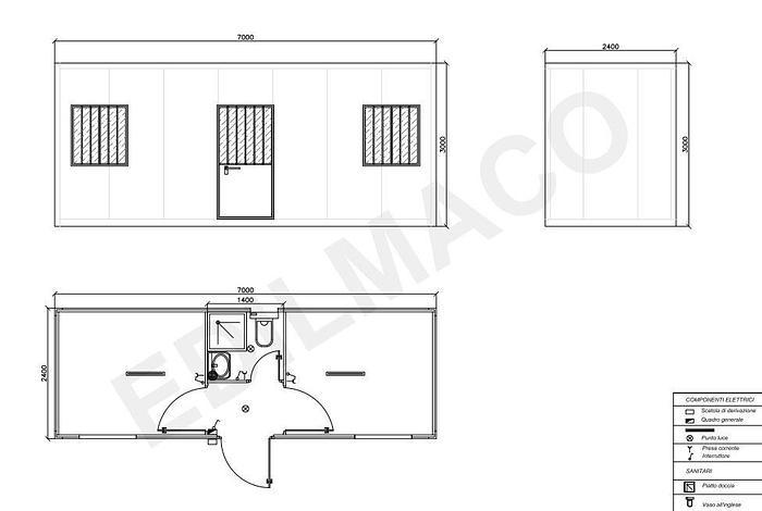 Usato Box monoblocco prefabbricato coibentato da 7 metri con 