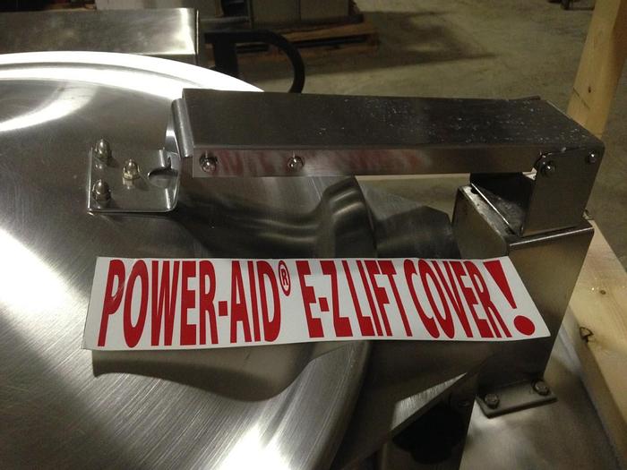 Used GROEN AH/1E-80, 80 GAL. GAS SELF CONT'D STEAM KETTLE w/ POWER-AID E-Z LIFT COVER, (STOCK #778).