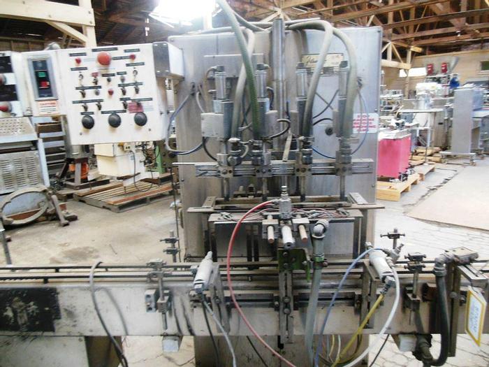Used Filler, Piston, 4-Head, Filamatic, Mdl CVM300, 1 Ltr, S/st #S732732