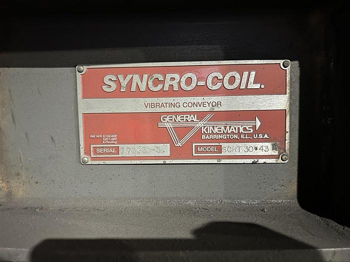 Used GENERAL KINEMATICS SYNCRO-COIL SCRT 30-43 VIBRATING CONVEYOR
