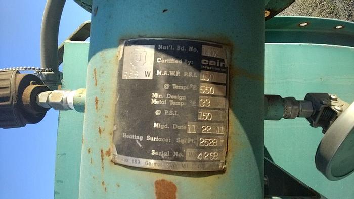 Used Heat Exchanger, Air, 2,528 SF, 550 deg F, Cain Industries #S744457