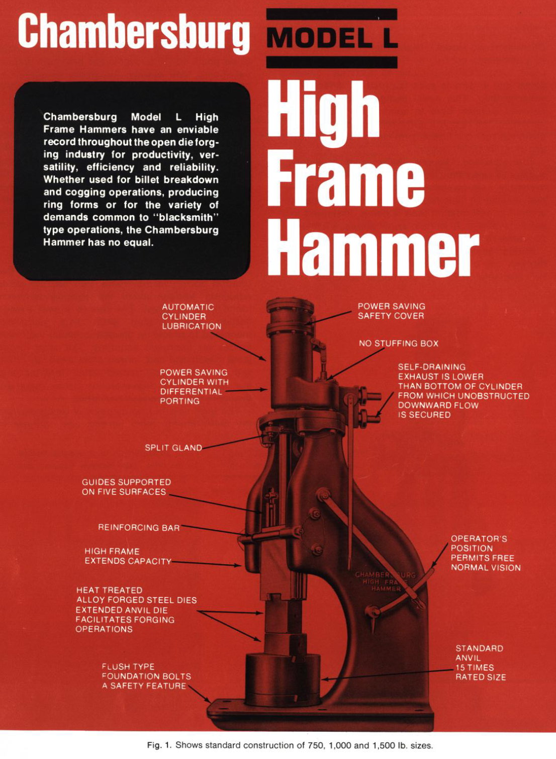 Used 750 lb. Chambersburg Model L High Frame Hammer