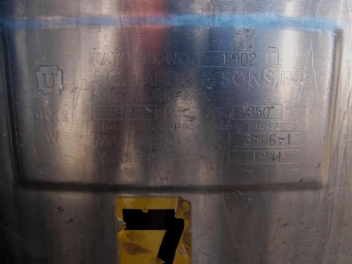 Used Kettle, 150 Gallon, 316 S/st, Jkt, Agit, JC Pardo, 90 PSI, #S740114