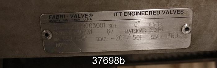 Used Fabri 6" Hand Operated Knife Gate Valve #37698