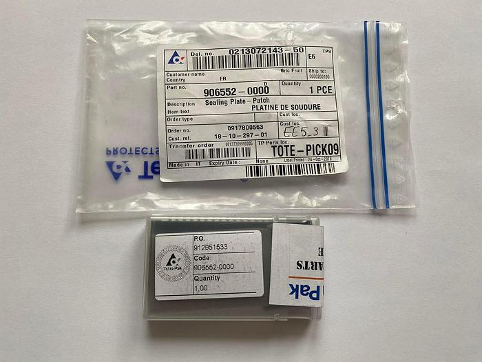 Tetra Pak Spare Parts Sealing Plate- Patch Part No. 906552-0000