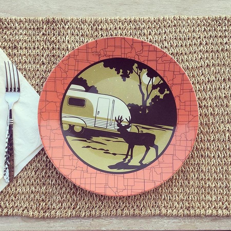 ish Set; Camp Casual ®; 12 Piece Set; Camping Images. Multiple Color, Melamine, W/ Four 11 Inch Dinner Plates/ Four 8-1/2 Inch Salad Plates And Four 6 Inch Bowls. BPA free