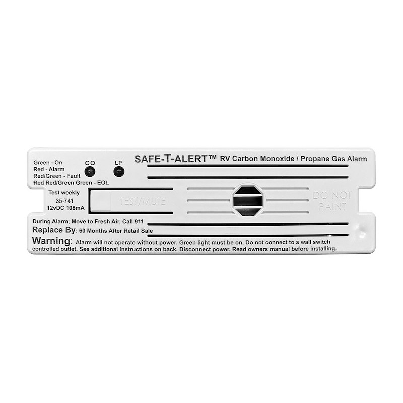 Carbon Monoxide/ Propane Leak Detector. W/ LED Indicator Surface Mounting, 12 Volt Hardwire, White