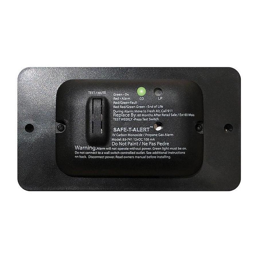 Carbon Monoxide/ Propane Leak Detector W/ LED Indicator. Surface Mount, 12 Volt Hard wired. Black W Trim Ring