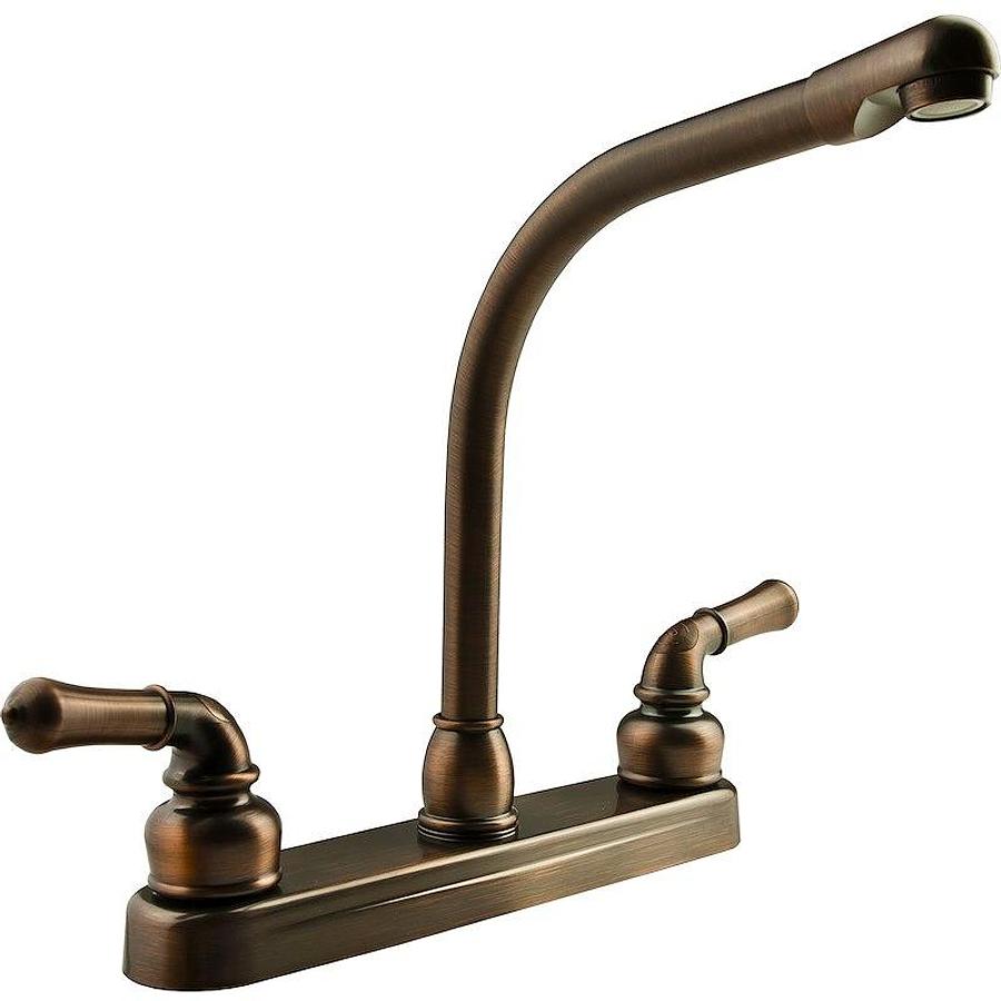 Kitchen Faucet. Single Piece 8'' Deck Mount. 10'' Hi-Rise Spout.  Color: Oil Rubbed Bronze Coated/ Plastic 