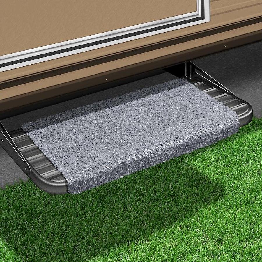 Entry Step Rug; Wraparound Hook And Spring; 18 Inch Width; Stone Gray; Outdoor Turf With Marine Backing; With Shrink-wrap And Sleeve