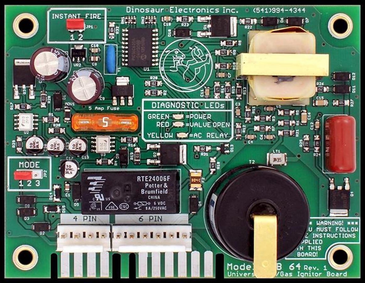 Ignition Control Circuit Board, For Atwood AC/Gas Water Heaters That Have Both 4 Position And 6 Position Edge Style, 10 Pin Style Connector. Can Also Be Use In Older Furnaces/ Water Heaters And Refrigerators That Use A Standard Igniter Board W/ A 6 position Edge Or Pin Style Connector By Configuring Jumpers On The Board. 12 Volt DC