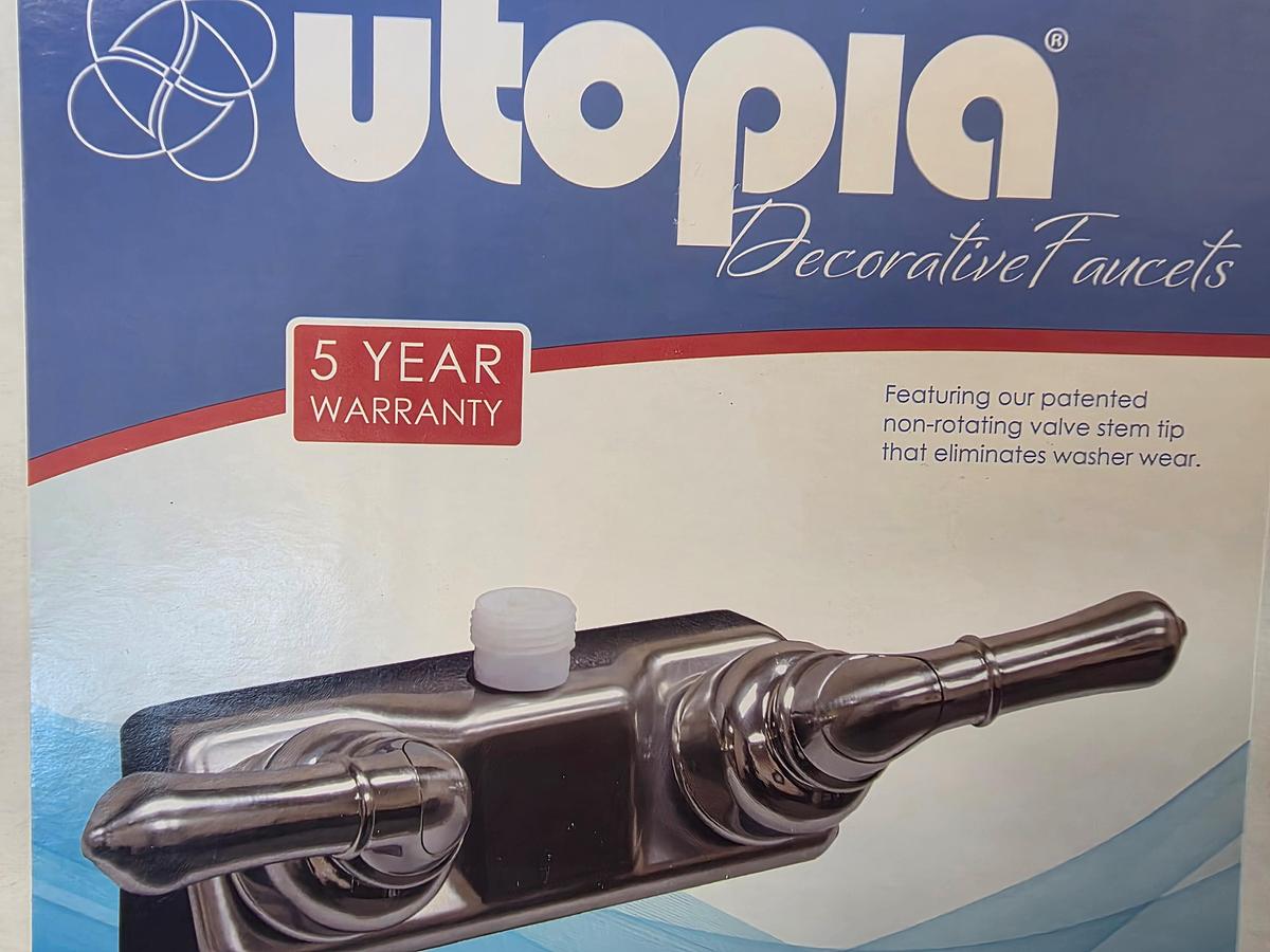 Shower Control Valve. 2 Valve Center, Teapot Handle, W/ Vacuum Breaker Hose Connection. Color: Brushed Nickel.