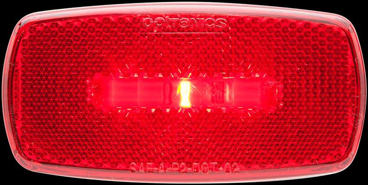 Oblong  Clearance Light, LED, Red W/ Black Housing