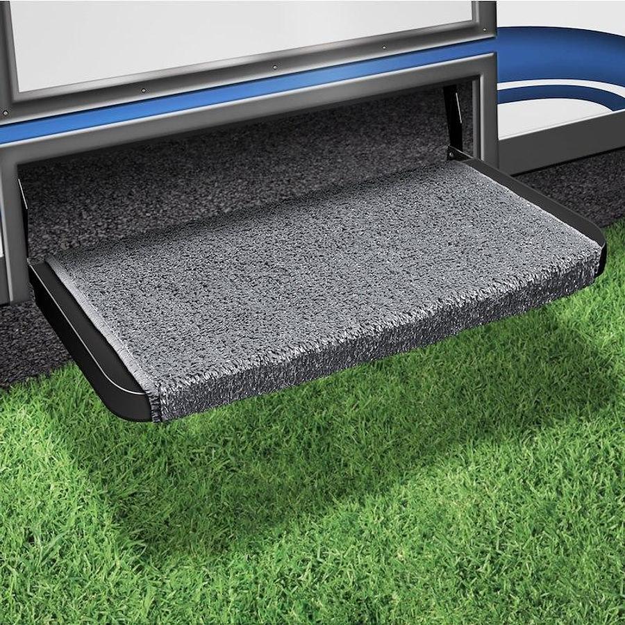 Entry Step Rug Wrap Around Hook And Spring 20 In W. Stone Gray. Outdoor Turf With Marine Backing. W/ Shrink-wrap & Sleeve