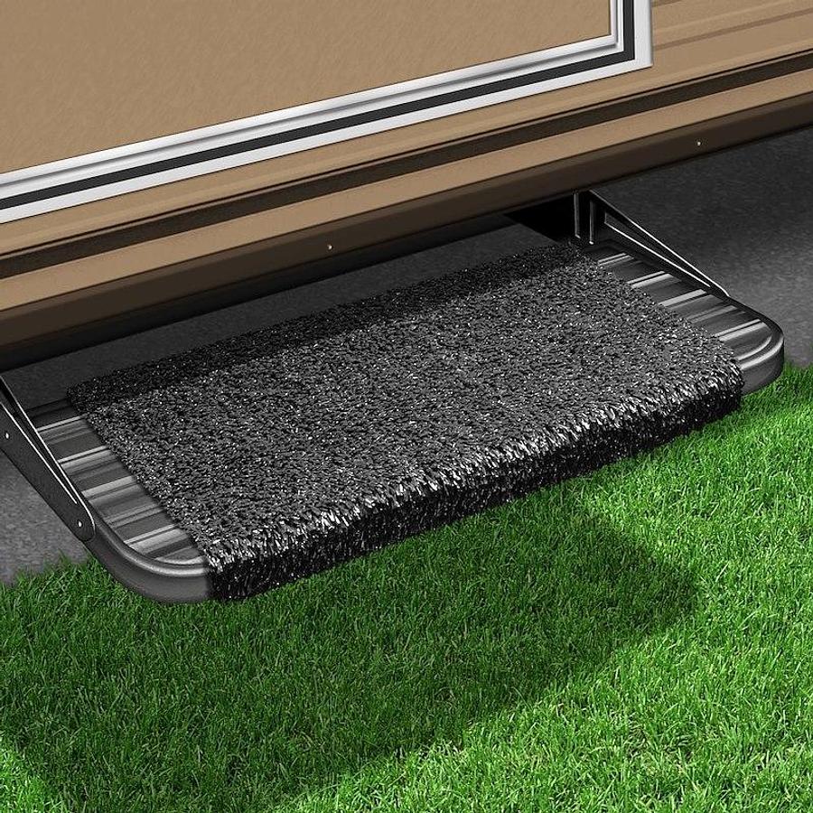 Entry Step Rug/Wrap Around Hook And Spring. 18 In W Black, Outdoor Turf With Marine Backing W/ Shrink-wrap And Sleeve