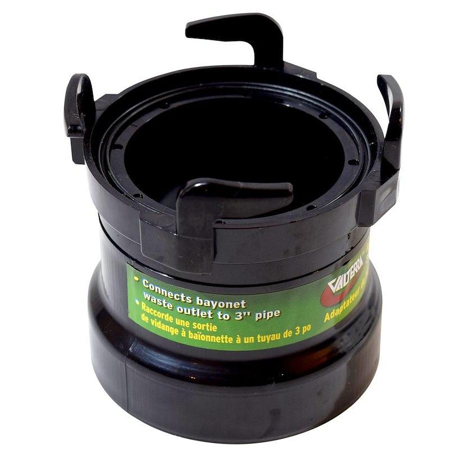 3 Inch Hub x 3 Inch Bayonet Fitting; Use To Convert Standard Sewer Hose To Rotating Rigid Pipe; Black Plastic
