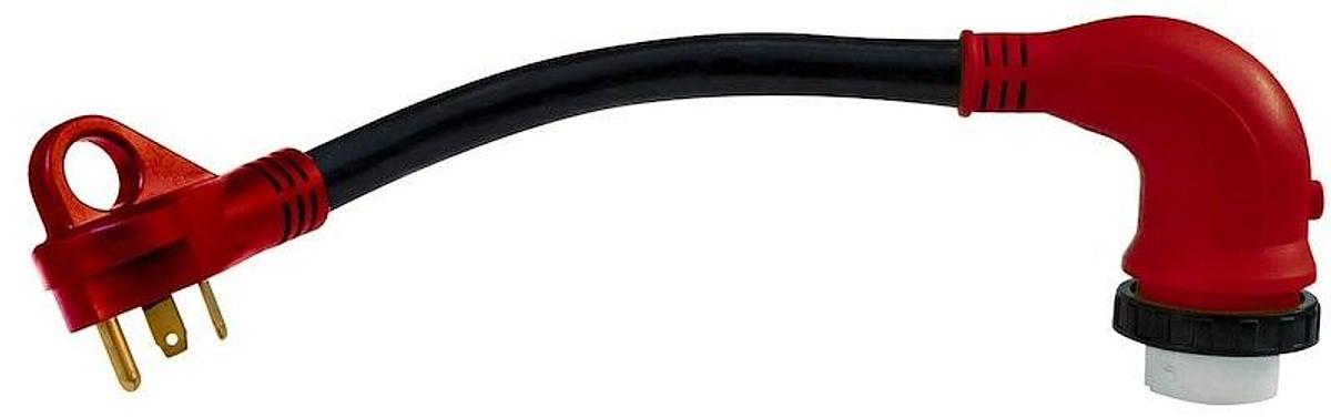 Power Cord Adapter 12'' Dog Bone Style, Locking 50 Amp to 30 Amp