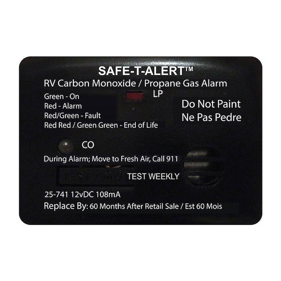 Carbon Monoxide/ Propane Leak Detector, W/LED Indicator. Surface Mounting, 12 Volt Hardwire, Black