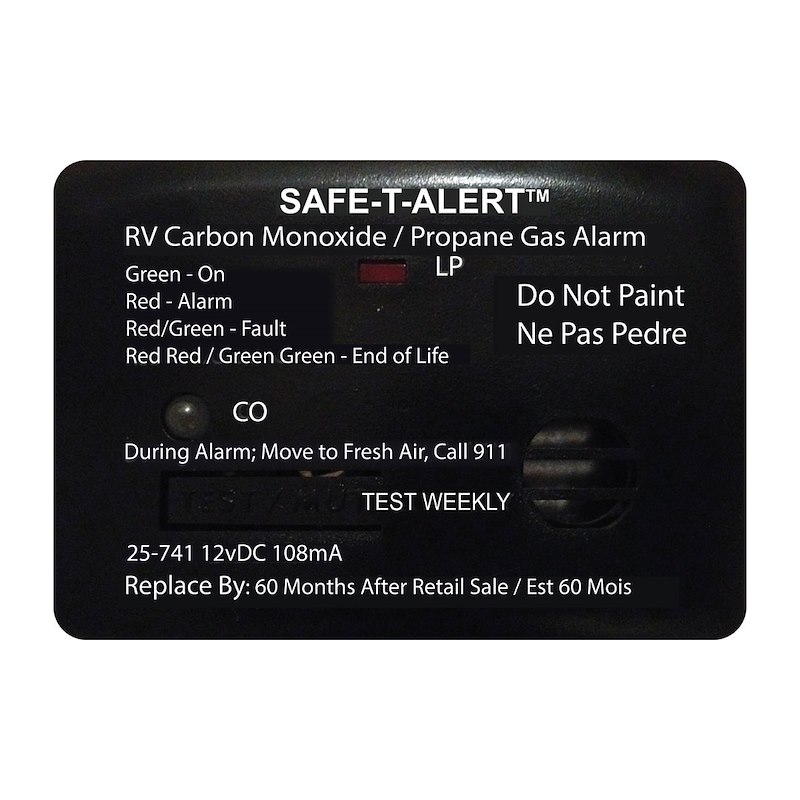 Carbon Monoxide/ Propane Leak Detector, W/LED Indicator. Surface Mounting, 12 Volt Hardwire, Black