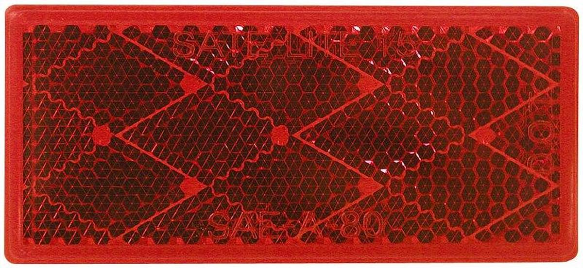 Rectangular Reflector Quick Mount, Adhesive Backing Red Lens