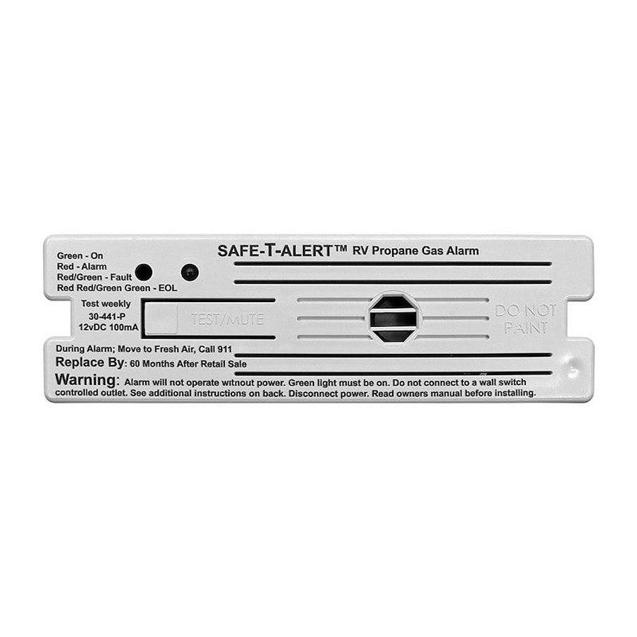 Propane Leak Detector. Surface Mount Detector. 6-3/8 Inch Length x 2-7/8 Inch Height x 1 Inch Width, With Auto Reset. 12 Volt DC Hardwire, White